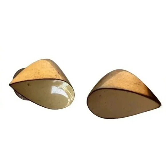 Vintage Modern Gold Tone Stud Earrings - Picture 1 of 3